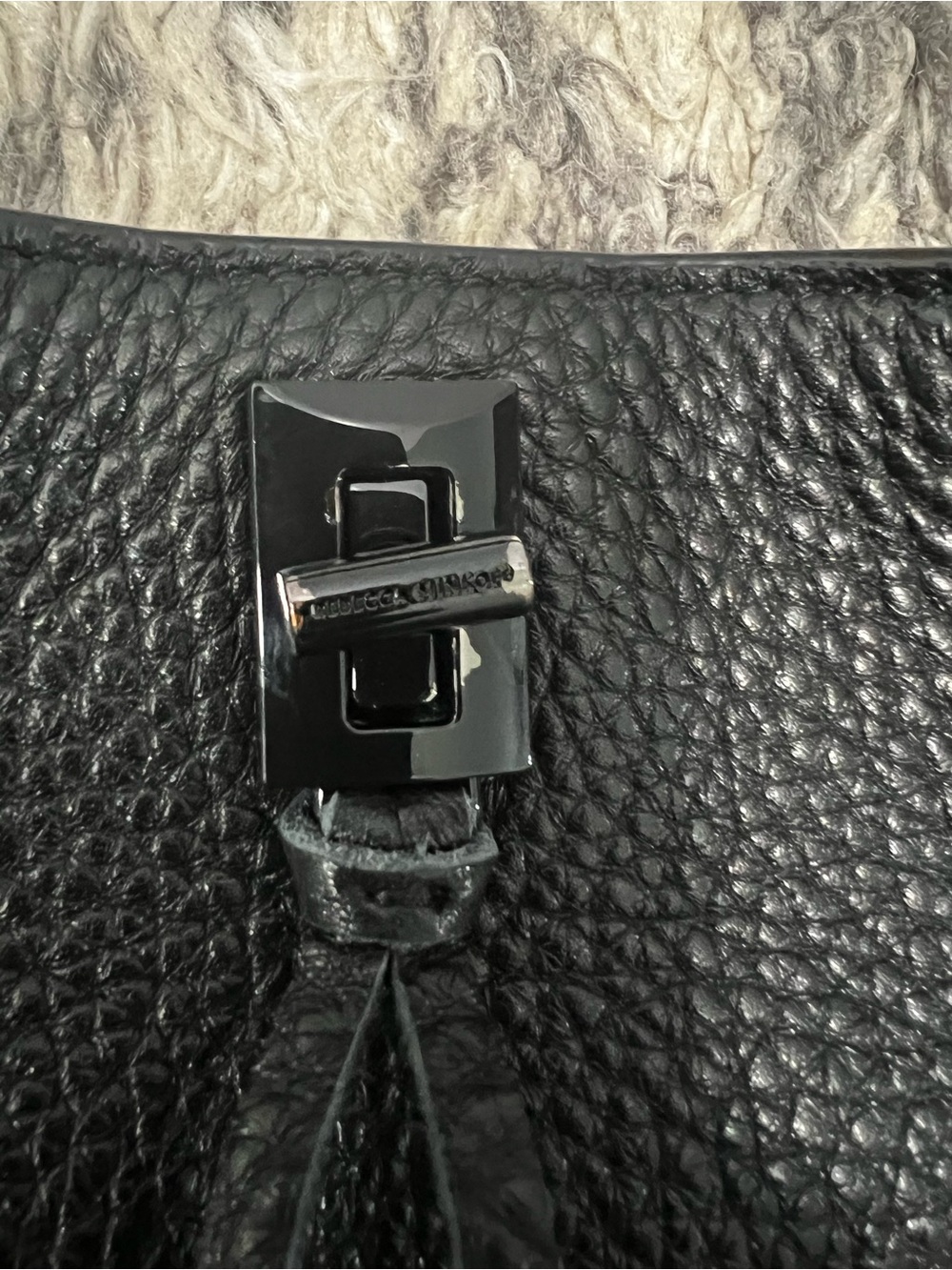 Rebecca Minkoff Black Pebbled Leather Tote with Stud Trim - Picture 6 of 10
